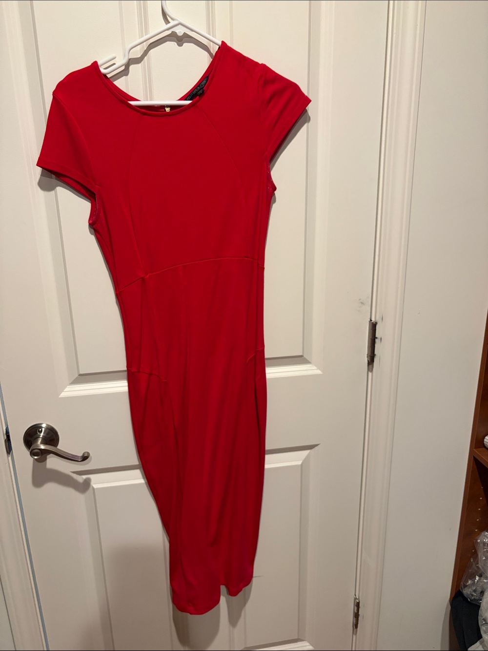 Felicity & Coco Red Midi Cap-Sleeve Sheath Dress